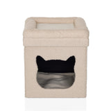 Casa para gatos PAWY ES en color beige con entrada en forma de cabeza de gato y acolchado suave de hjh LIVING