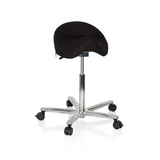 taburete de silla de montar MOVE-TEC 3D PRO I negro con una base de cinco ruedas de hjh OFFICE – vista de 360° (vista frontal 20°)