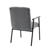 Vista trasera del sillón tapizado gris Lifea Flex con patas y reposabrazos de metal negro de hjh LIVING