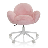 Silla giratoria para niños KID TEDDY rosa con funda suave y base blanca de cinco ruedas de hjh OFFICE – vista de 360° (vista frontal 0°)