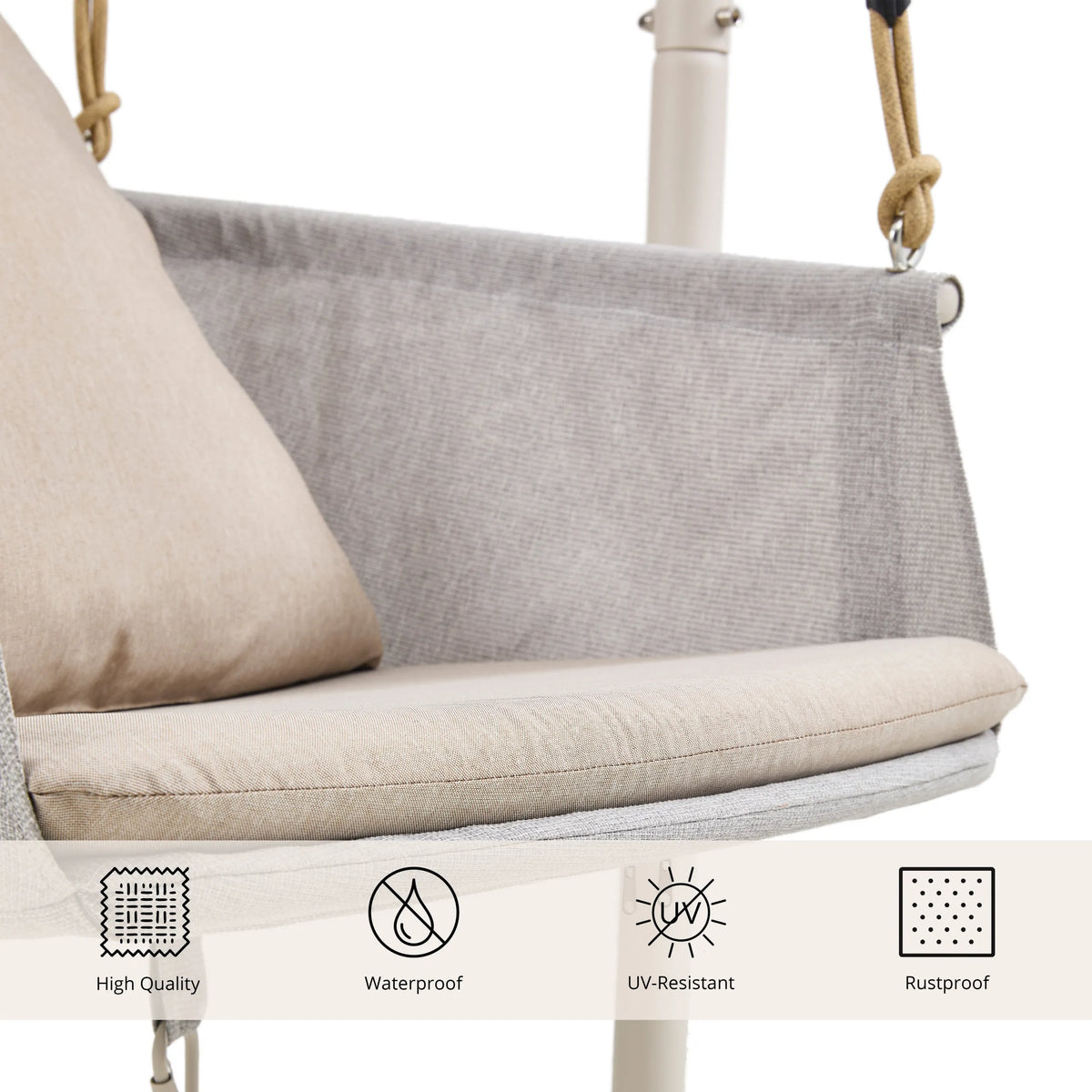 Acolchado y funda de tela beige de la Silla colgante Skylo de hjh LIVING