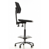 Silla de mostrador TOP WORK 11 negra con reposapiés y base de cinco radios de hjh OFFICE – vista de 360° (vista lateral 80°)