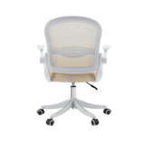 Parte posterior de la Silla Home Office Naluro en beige con respaldo de malla y base blanca de hjh OFFICE