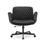 Silla Home Office Criss-Cross 10 negra con acolchado y base de cinco ruedas de hjh LIVING – vista de 360° (vista frontal 0°)