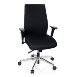 Silla de oficina profesional PRO-TEC 250 negra con reposabrazos y base de cinco ruedas de hjh OFFICE – vista de 360° (vista frontal 20°)