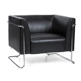 Sillón tapizada negro CURACAO con estructura tubular cromada de hjh OFFICE – vista de 360° (vista frontal 20°)