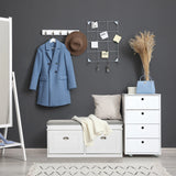 Armario zapatero ESTHA I blanco con asiento gris y cuatro cajones de hjh LIVING