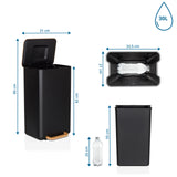Dibujo dimensional de la Papelera CLEAN NATURA con 85 cm de altura y 30 l de volumen de hjh OFFICE