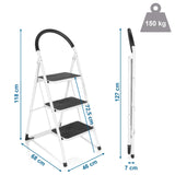 Vista dimensional de la Escalera plegable SOLID W2 con una altura de 118 cm y una carga máxima de 150 kg de hjh OFFICE