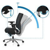 Opciones de ajuste del respaldo y la altura del asiento de la silla de oficina profesional PRO-TEC 350 con inclinación de 90° de hjh OFFICE