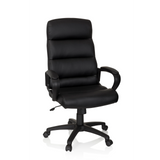 Sillón de oficina profesional FUTURA 100 negro con tapicería acolchada y base de cinco ruedas de hjh OFFICE – vista de 360° (vista frontal 20°)