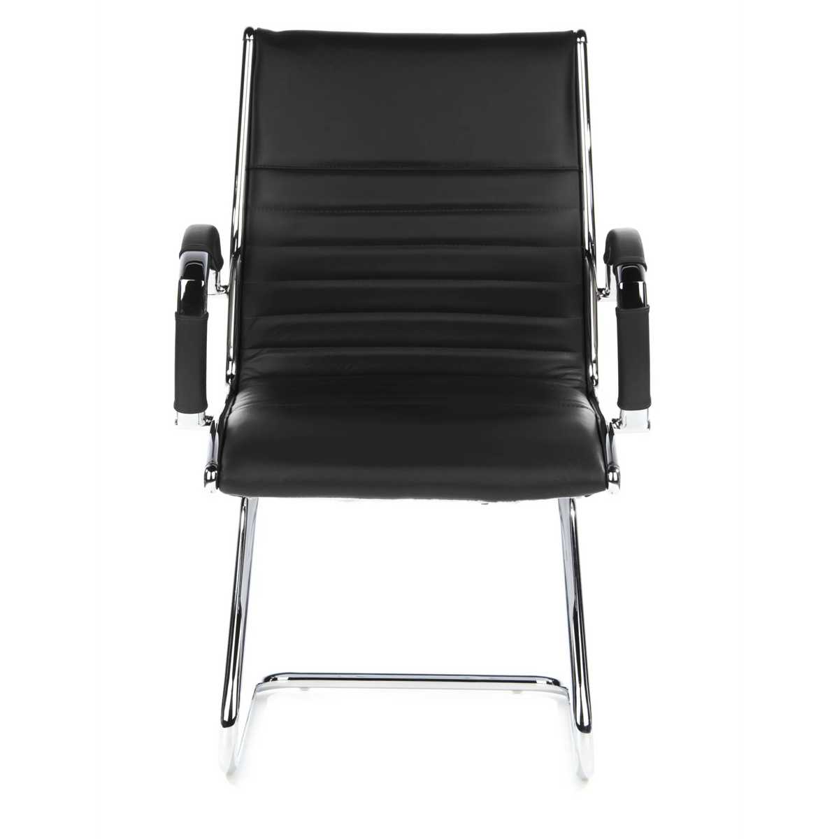 Silla de viga voladiza PARMA V negra con travesaños y reposabrazos de hjh OFFICE – vista de 360° (vista frontal 0°)