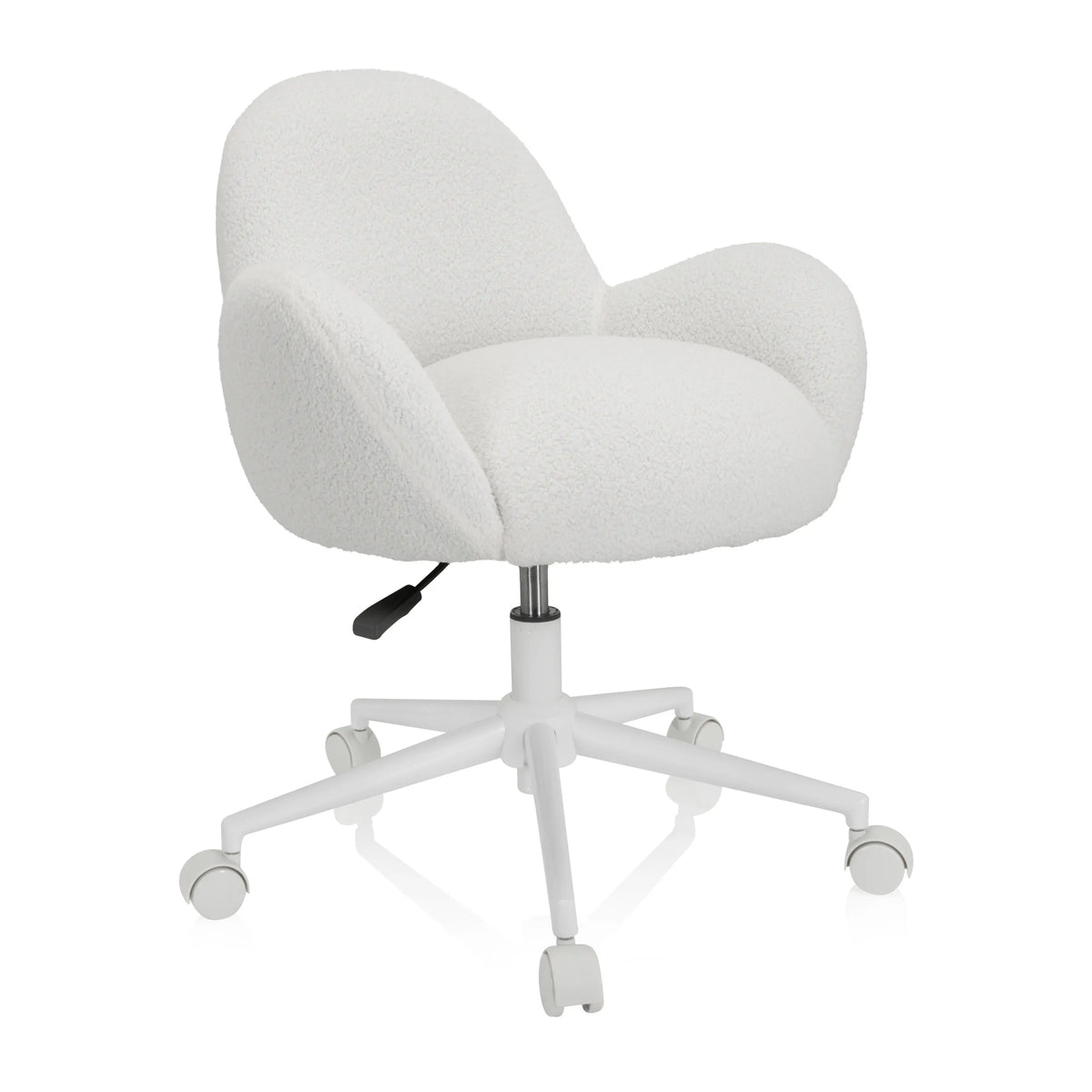 Silla giratoria para niños KID TEDDY I blanca con tapicería estructurada y base de cinco ruedas de hjh OFFICE – vista de 360° (vista frontal en diagonal 40°)