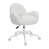 Silla giratoria para niños KID TEDDY I blanca con tapicería estructurada y base de cinco ruedas de hjh OFFICE – vista de 360° (vista frontal en diagonal 40°)