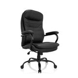 Silla giratoria RELAX XXL B negra de cuero sintético con base de estrella y cinco ruedas de hjh OFFICE – vista de 360° (vista frontal en diagonal 40°)