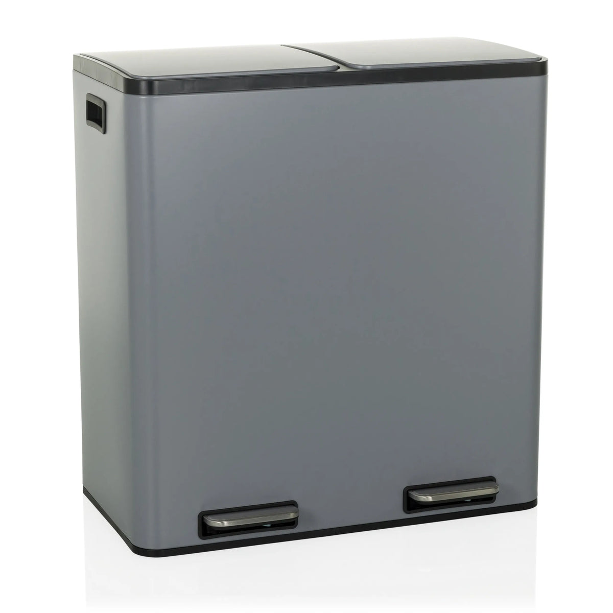 Papelera Clean 13 gris con dos compartimentos y dos pedales de hjh OFFICE – vista de 360° (vista frontal 15°)