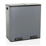 Papelera Clean 13 gris con dos compartimentos y dos pedales de hjh OFFICE – vista de 360° (vista frontal 15°)