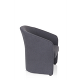 Sillón tapizada SAN JUAN en gris oscuro con respaldo y reposabrazos redondeados de hjh OFFICE – vista de 360° (vista lateral 80°)