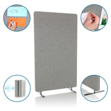Separador FLEXMIUT STAND gris claro con pies de apoyo y superficie pinchable para absorción acústica de hjh OFFICE