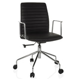 Sillón de alta gama VEMONA 30 negro con costuras transversales, reposabrazos y base de cinco ruedas de hjh OFFICE – vista de 360° (vista frontal 15°)
