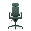 High-End-Bürostuhl LiberNovo Omni mit grünem Stoffbezug, Kopfstütze und Armlehnen von Libernovo