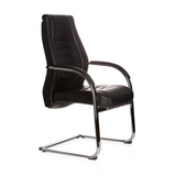 Silla de viga voladiza VITORO V negra con reposabrazos y respaldo acolchado de hjh OFFICE – vista de 360° (vista frontal en diagonal 60°)