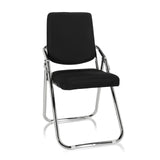 Silla plegable ESTO negra con funda de tela y estructura cromada de hjh OFFICE – vista de 360° (vista frontal 20°)