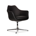 Schwarzer Loungesessel ARTEMIA mit Lederbezug und viersternförmigem Metallfuß von hjh OFFICE