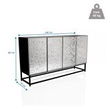 Dibujo dimensional de la Cómoda METALLIO de 140 × 80 cm y una capacidad de carga de 60 kg de hjh LIVING