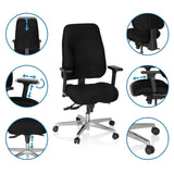 Funciones ajustables de la Silla de oficina profesional ZENIT COMFORT en negro con ruedas y reposabrazos de hjh OFFICE