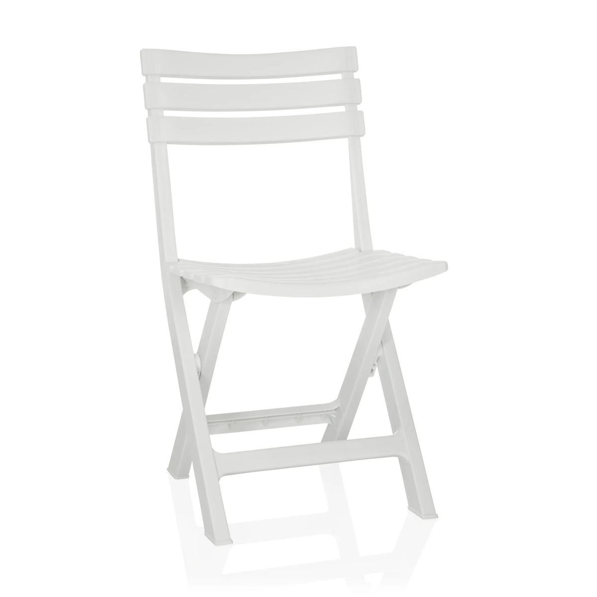 Silla de exterior blanca TRAVANO con respaldo de tres travesaños de hjh LIVING – vista de 360° (vista frontal 15°)