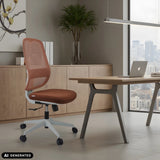 Silla de oficina profesional Minoro W en blanco y marrón de hjh OFFICE (imagen generada por IA)