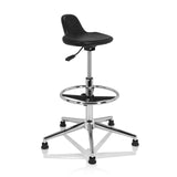 Taburete giratorio TOP WORK 03 I negro con resorte de gas, reposapiés y base de cuatro brazos de hjh OFFICE