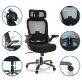 Silla giratoria XXL INSTRUCTOR T I PRO en negro con respaldo de malla y diversas opciones de ajuste de hjh OFFICE