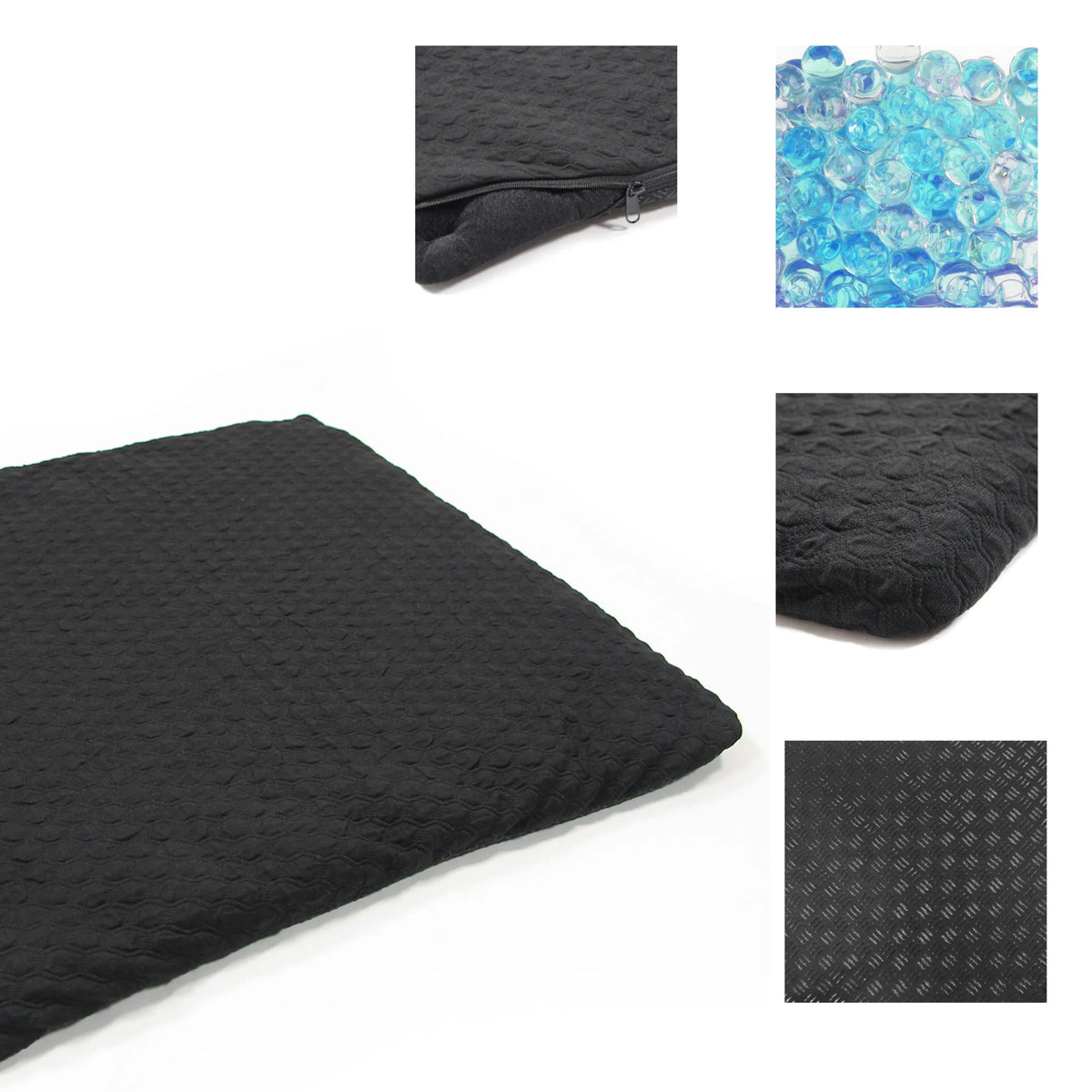 Cojín del asiento MEDISIT I negro con superficie texturizada y relleno de gel azul de hjh OFFICE