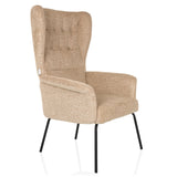 Sillón tapizada beige HAVENIO con capitoné, reposabrazos y patas de metal negras de hjh LIVING – vista de 360° (vista frontal en diagonal 45°)