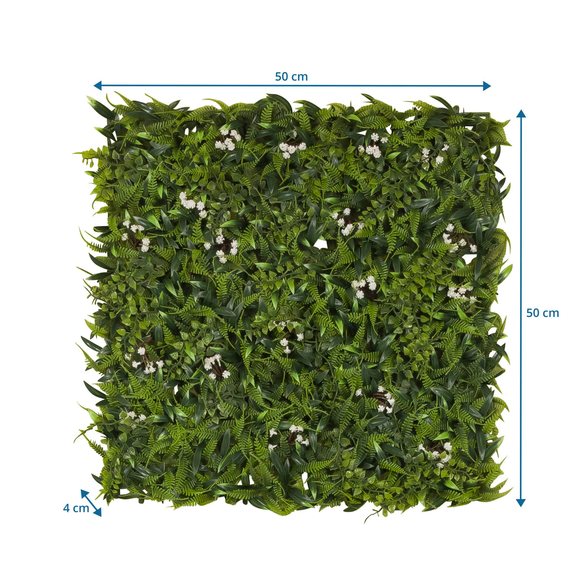 Dibujo dimensional de la Estera vegetal MORE GREEN I de 50 × 50 cm de hjh OFFICE