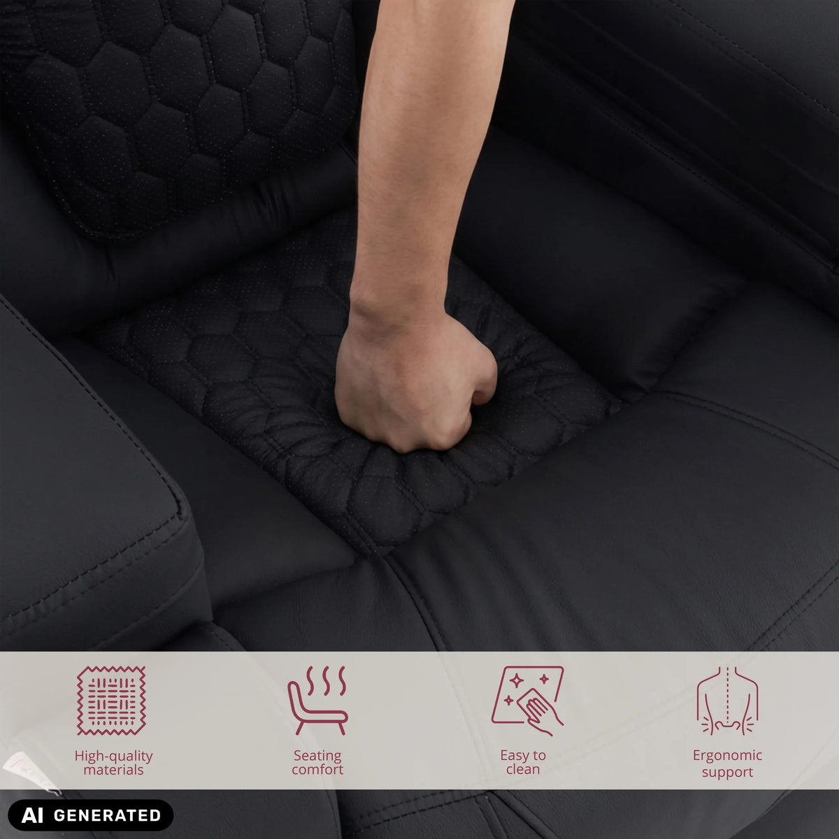 Tapicería del sillón de diseño Game Sport RX en negro de hjh OFFICE (imagen generada por IA)