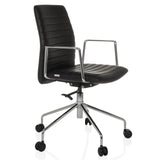 Sillón de alta gama VEMONA 30 negro con costuras transversales, reposabrazos y base de cinco ruedas de hjh OFFICE – vista de 360° (vista frontal en diagonal 60°)