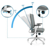 Respaldo ajustable con ángulos de inclinación de 90°, 100° y 105° de la Silla de oficina profesional COMFIO WP de hjh OFFICE