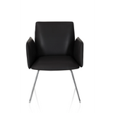 Silla tapizada negra DESIGNIA V con reposabrazos y patas metálicas delgadas de hjh OFFICE – vista de 360° (vista frontal 0°)