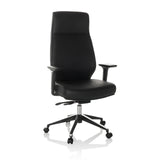 Sillón de oficina profesional VITORO ECO negro con reposabrazos y base de cinco ruedas de hjh OFFICE – vista de 360° (vista frontal 15°)