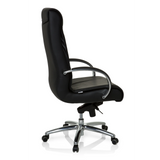 Silla giratoria XXL F 400 negra de cuero con base de estrella y cinco ruedas de hjh OFFICE – vista de 360° (vista lateral 100°)
