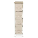 Cómoda beige FOLDRESS S con cuatro cajones de tela y una superficie de madera clara de hjh LIVING – vista de 360° (vista frontal 0°)