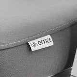 Etiqueta de marca en el tapizado de tela gris de la silla de oficina profesional Ergomy WF 2 de hjh OFFICE