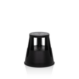 Taburete bajo TIO-M I negro con superficie redonda y base cónica de hjh OFFICE – vista de 360° (vista frontal 0°)