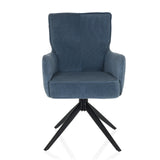 Silla tapizada azul TARUGO con funda de pana y estructura de cuatro patas negra de hjh LIVING – vista de 360° (vista frontal 0°)