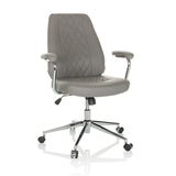 Sillón de oficina Home Office THEO I gris con respaldo acolchado y base de cinco ruedas de hjh OFFICE – vista de 360° (vista frontal 15°)