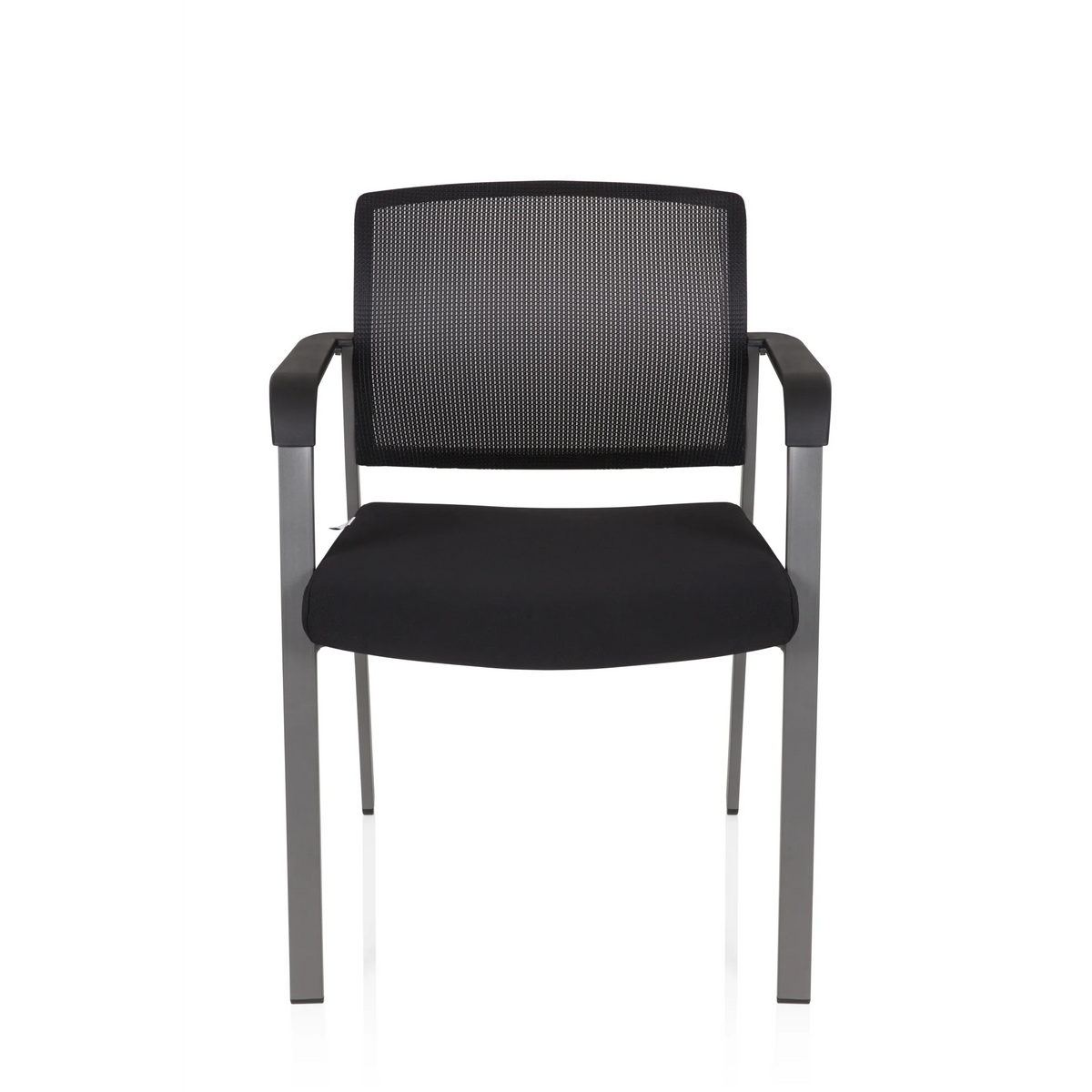 Silla de cuatro patas MEET negra con respaldo de malla y reposabrazos de hjh OFFICE – vista de 360° (vista frontal 0°)