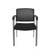 Silla de cuatro patas MEET negra con respaldo de malla y reposabrazos de hjh OFFICE – vista de 360° (vista frontal 0°)